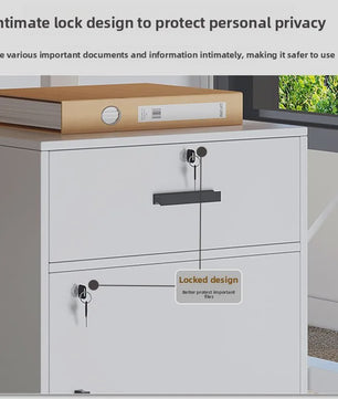 Mobiele Ladekast met Slot voor Kantoor - Houten Opbergkast op Wielen