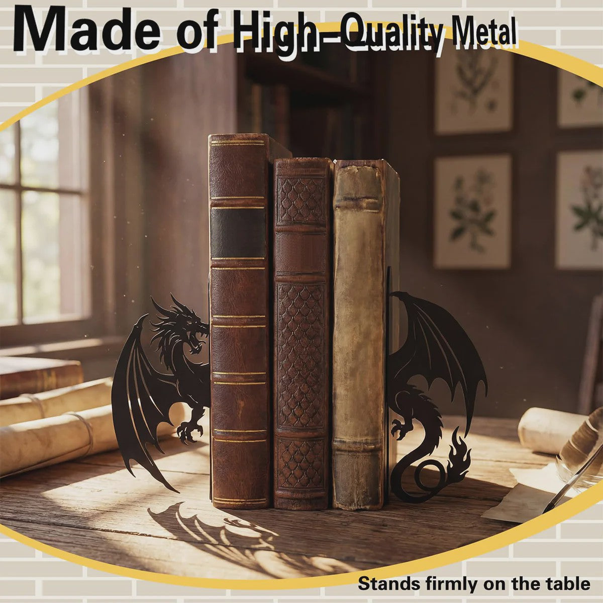 Draken Boekensteunen - Set van 2 - Wrought Iron - Decoratieve Boekenkast Organizer