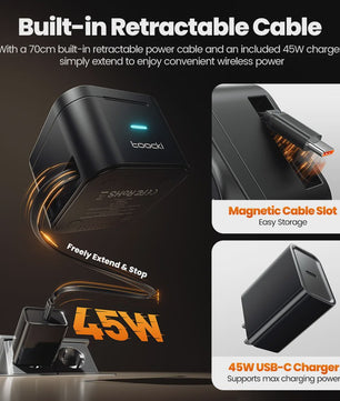 Toocki 25W QI2.2 3-in-1 Draadloze Oplaadstation voor iPhone, AirPods, iWatch & Samsung - Magsafe Compatibel