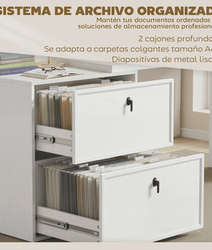 Omkeerbaar L-vormig Bureau met 2 Lades - Wit