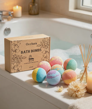 OceAura Luxe Badzout Set - 6x Ontspannende Bath Bombs met Lily, Rose & Rosemary - Huidverbeterend & Hydraterend