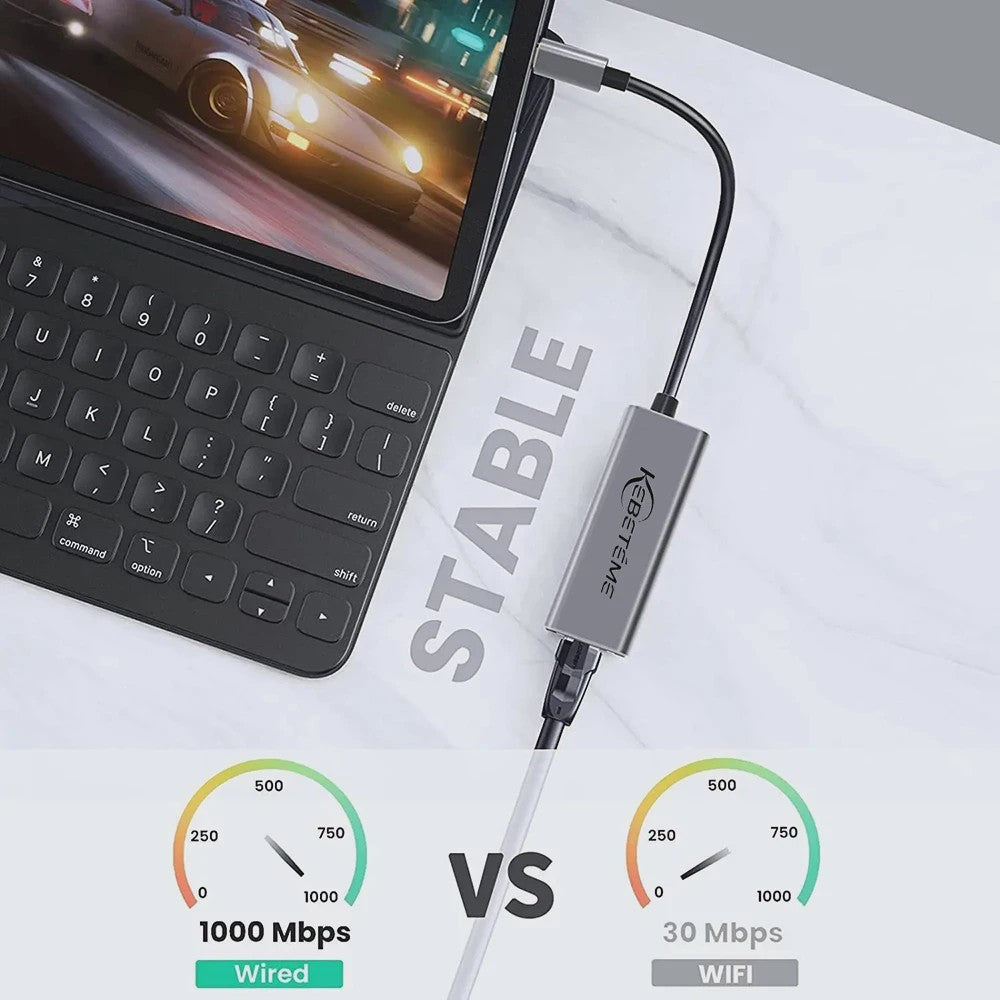 Snelle 1000Mbps USB 3.0 Ethernet Adapter - RJ45 LAN voor PC, MacBook & meer