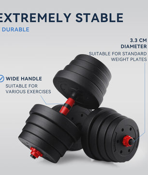 30KG Verstelbare Dumbbell & Barbell Set - Complete Home Gym Krachttraining Kit