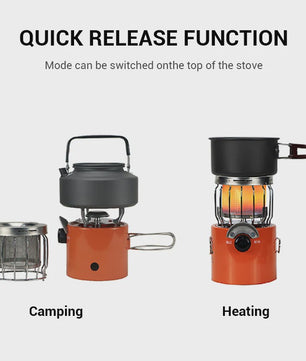 WESTTUNE 2-in-1 Draagbare Camping Gasbrander & Kachel - Koken en Verwarmen