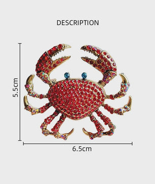 Chique Krab Broche met Kristallen - Unieke Dieren Pin voor Dames