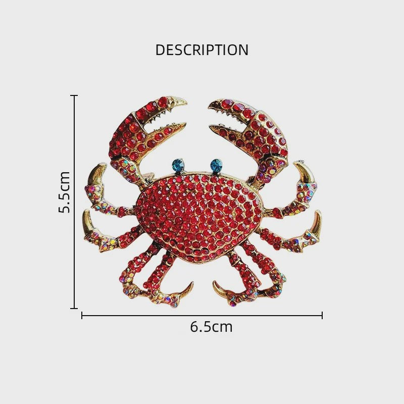 Chique Krab Broche met Kristallen - Unieke Dieren Pin voor Dames