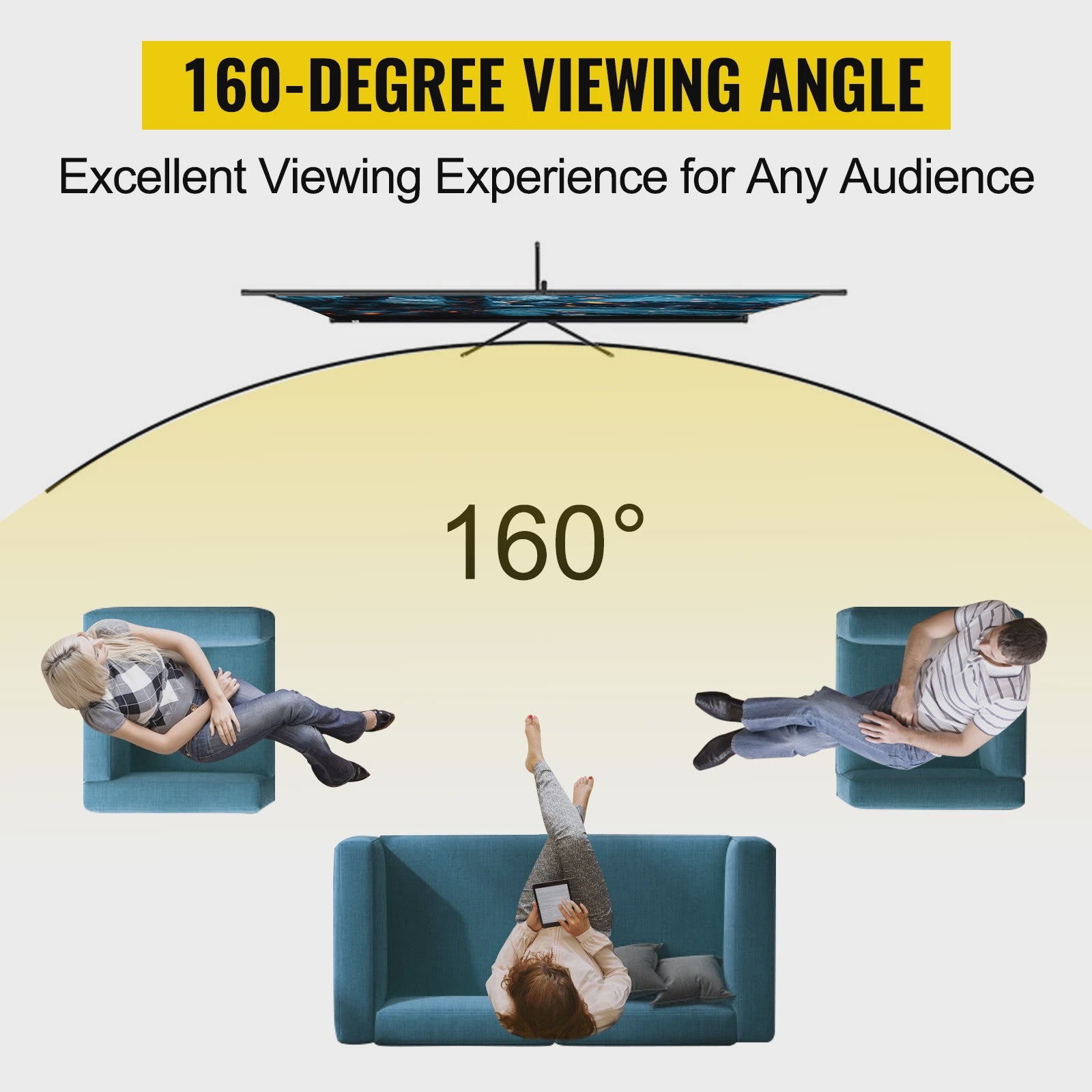 Draagbaar Projectiescherm met Statief - 16:9 4K HD - 60 t/m 110 Inch - Voor Binnen & Buiten Bioscoop