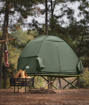SoBuy 3-in-1 Camping Tent voor 1 Persoon - Groen met Lamp- en Schoenenopslag