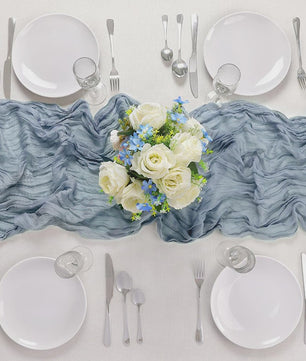 Stoffen Tafel Runner Boho Stijl - Dusty Blue - Chic Decoratie voor Feestdagen & Babyborrels