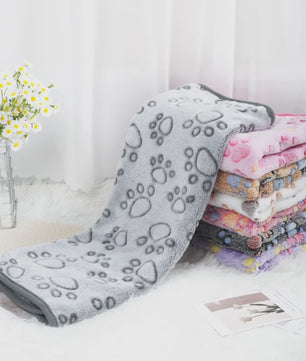 Zachte Fluwelen Deken voor Huisdieren - Warm & Comfortabel met Schattige Pootafdrukken