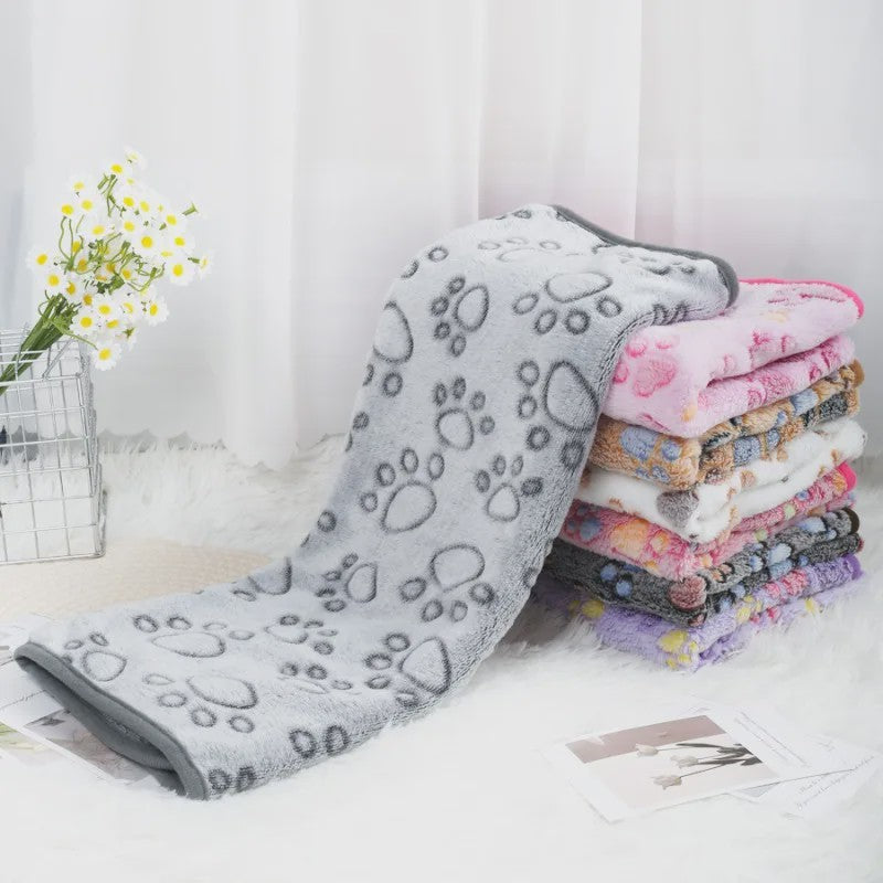 Zachte Fluwelen Deken voor Huisdieren - Warm & Comfortabel met Schattige Pootafdrukken