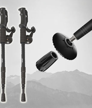 Trekkingstokken Set van 2 - Anti-Shock Aluminium, Telescopisch 65-135 cm, Inclusief Kompas & Tips