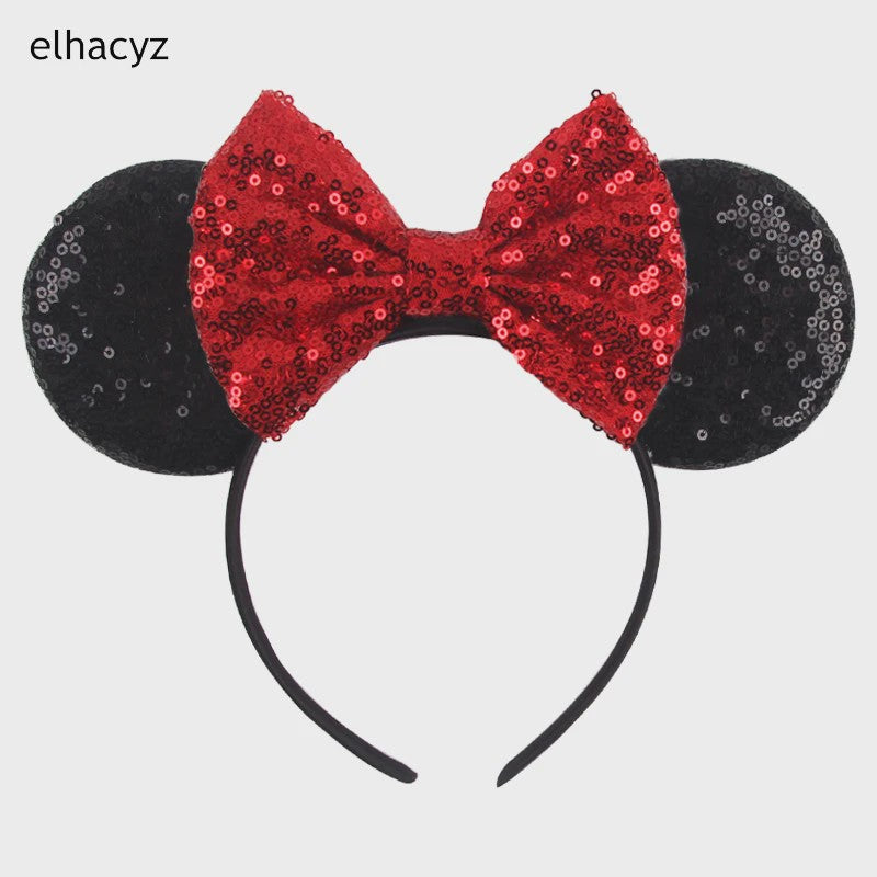 Chique Sequin Mickey Oortjes Diadeem met Strik - Feestelijk Haaraccessoire voor Kinderen & Dames