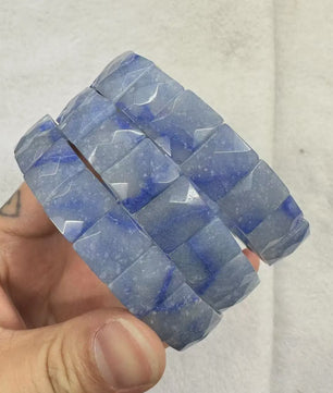 Natuurlijke Edelsteen Armband - Fluoriet & Citrien Vierkante Kralen