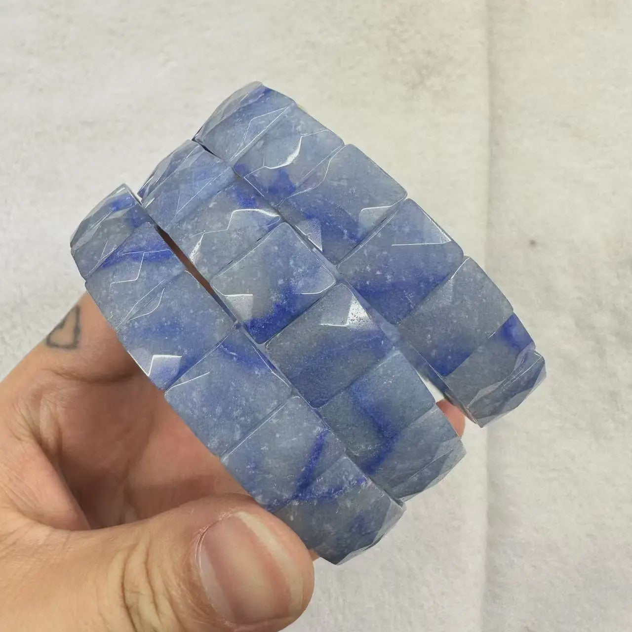 Natuurlijke Edelsteen Armband - Fluoriet & Citrien Vierkante Kralen