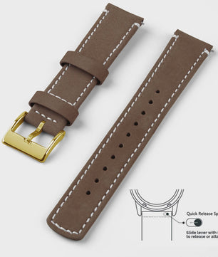 Top Grain Echt Lederen Horlogeband - 20mm/22mm Quick Release - Voor Heren, Dames & Samsung Galaxy Watch