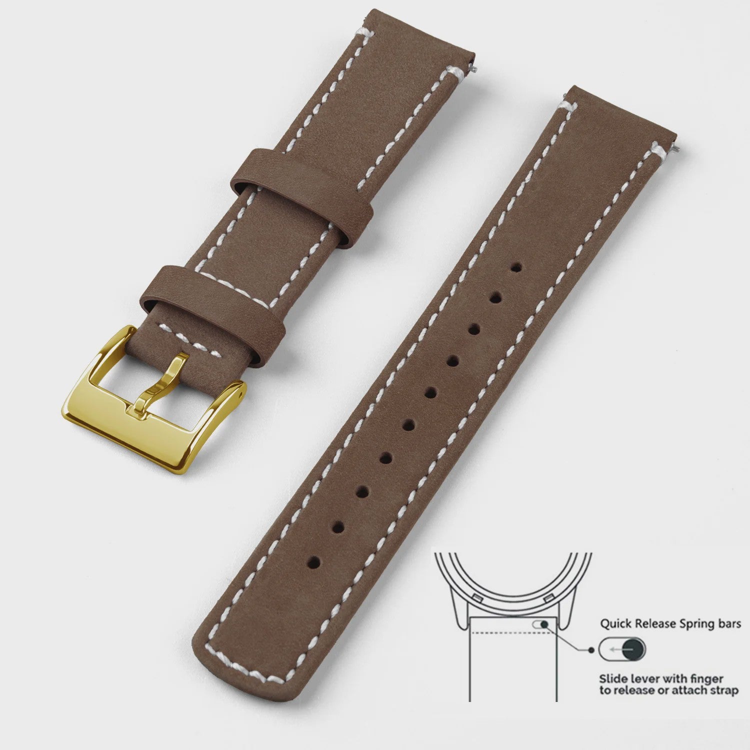 Top Grain Echt Lederen Horlogeband - 20mm/22mm Quick Release - Voor Heren, Dames & Samsung Galaxy Watch