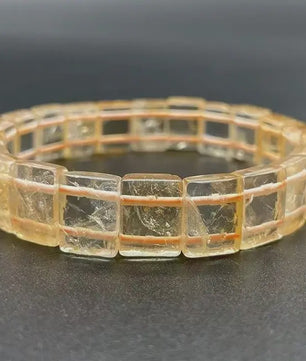Natuurlijke Edelsteen Armband - Fluoriet & Citrien Vierkante Kralen