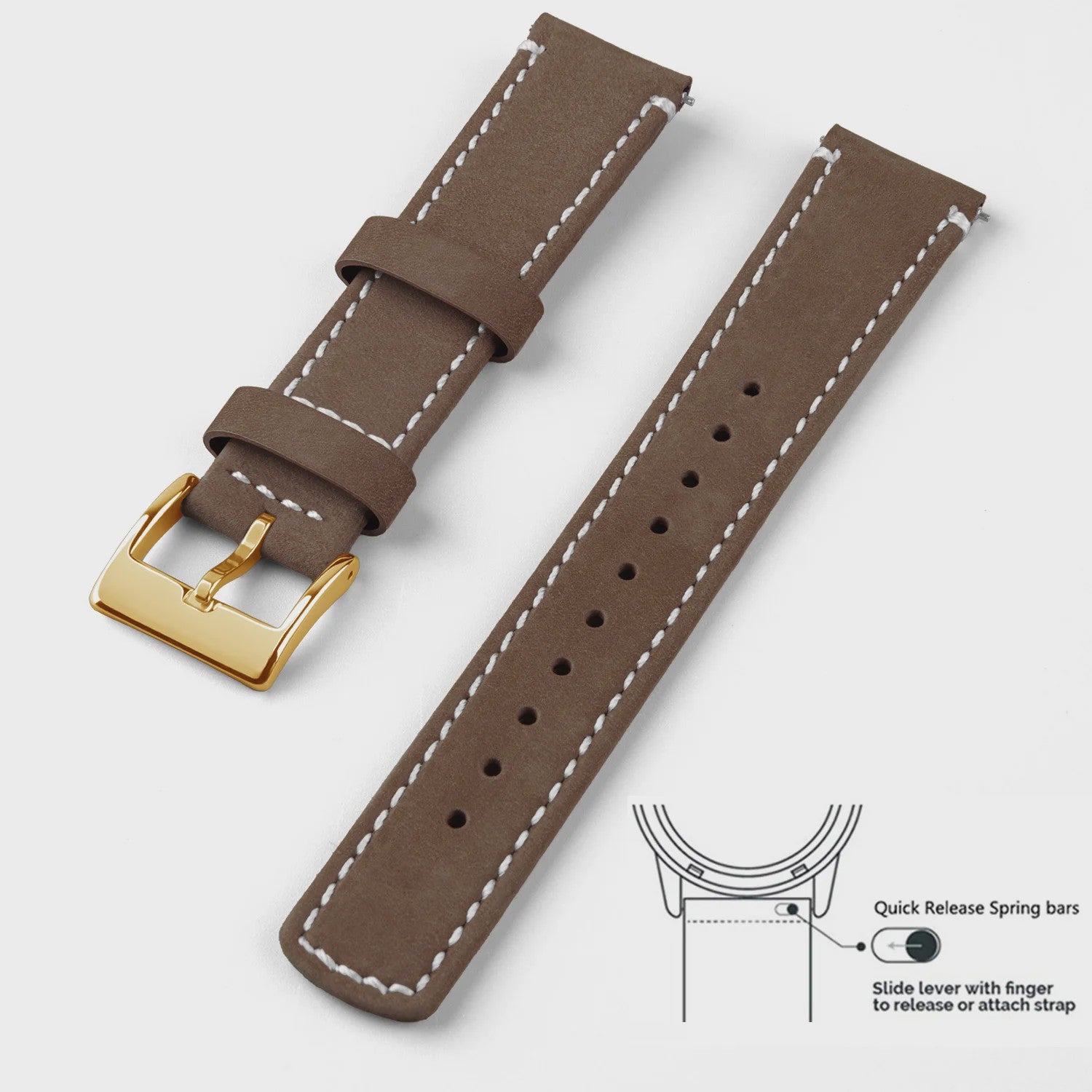 Top Grain Echt Lederen Horlogeband - 20mm/22mm Quick Release - Voor Heren, Dames & Samsung Galaxy Watch