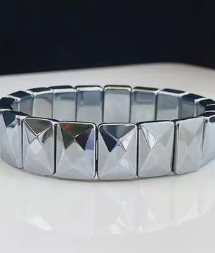 Natuurlijke Edelsteen Armband - Fluoriet & Citrien Vierkante Kralen