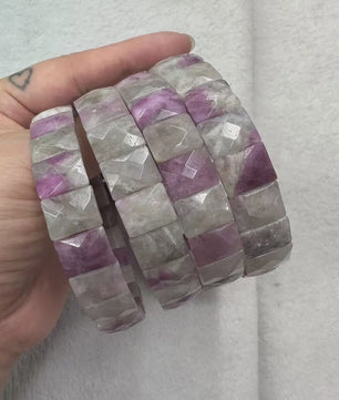 Natuurlijke Edelsteen Armband - Fluoriet & Citrien Vierkante Kralen