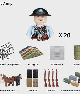 Bouwblokken Soldaten Set: Tweede Wereldoorlog Leger Figuren & Wapens - Kinder Speelgoed