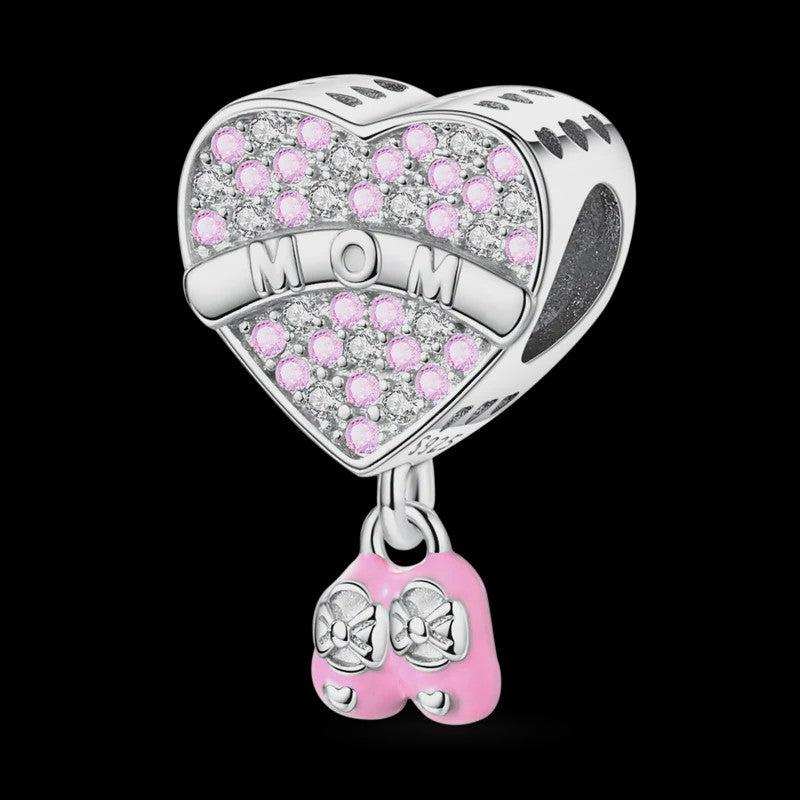 925 Sterling Zilveren Bedel 'Mom Love' - Perfect Cadeau voor Moederdag en Verjaardag