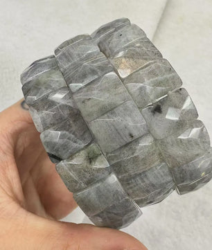 Natuurlijke Edelsteen Armband - Fluoriet & Citrien Vierkante Kralen