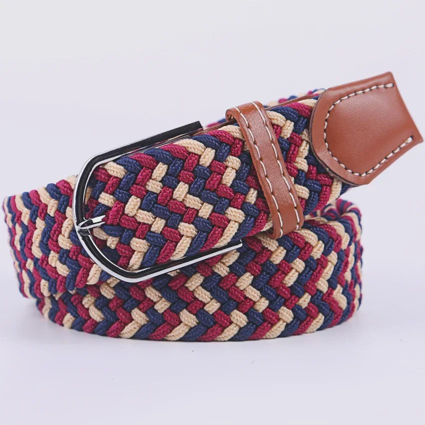 Unisex Gevlochten Elastische Riem met Pin Gesp - 107-130cm