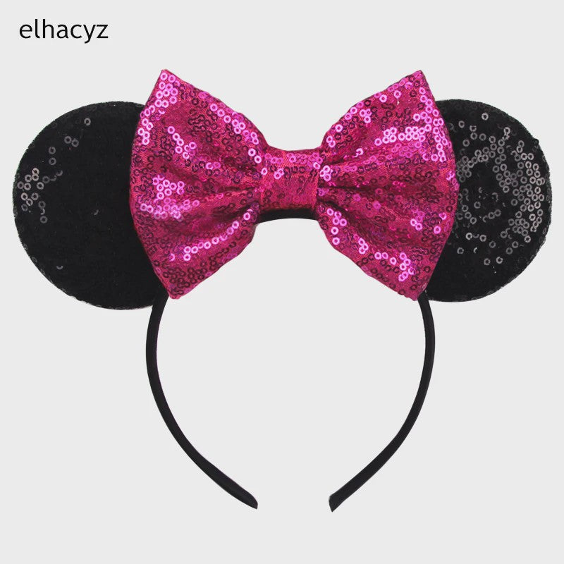 Chique Sequin Mickey Oortjes Diadeem met Strik - Feestelijk Haaraccessoire voor Kinderen & Dames