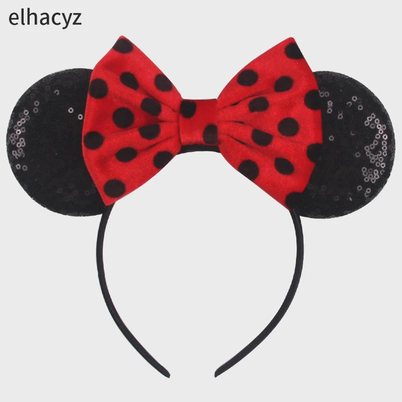 Chique Sequin Mickey Oortjes Diadeem met Strik - Feestelijk Haaraccessoire voor Kinderen & Dames
