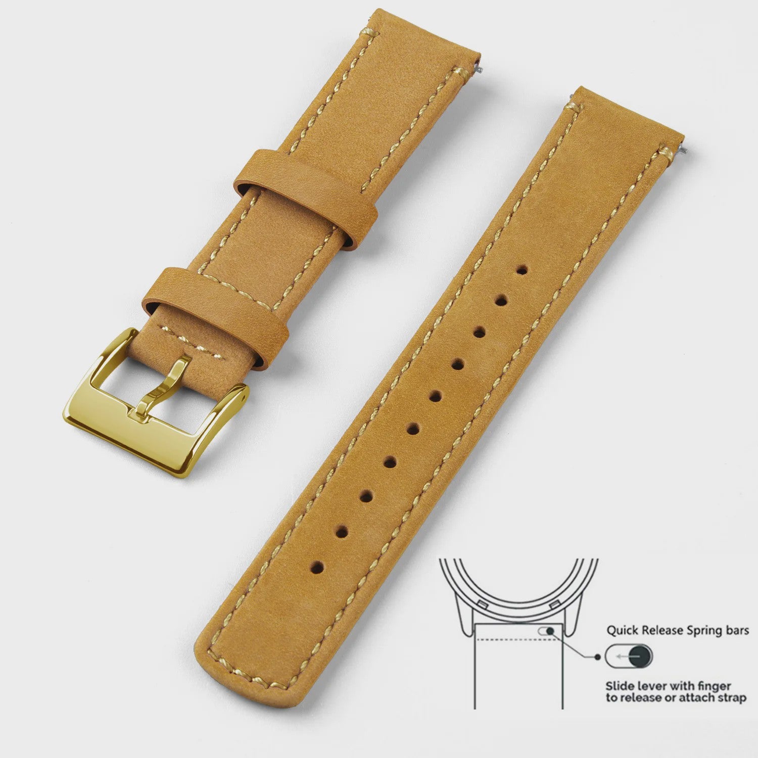 Top Grain Echt Lederen Horlogeband - 20mm/22mm Quick Release - Voor Heren, Dames & Samsung Galaxy Watch