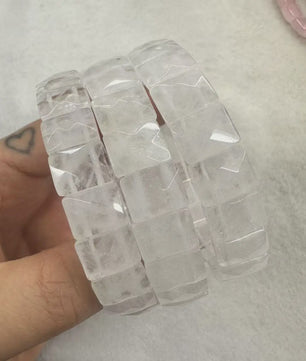 Natuurlijke Edelsteen Armband - Fluoriet & Citrien Vierkante Kralen