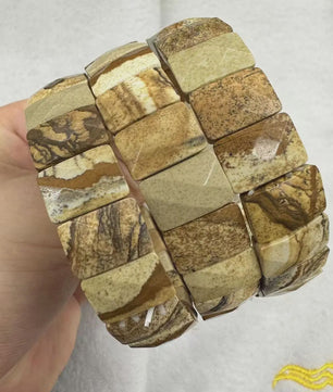 Natuurlijke Edelsteen Armband - Fluoriet & Citrien Vierkante Kralen