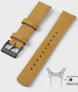 Top Grain Echt Lederen Horlogeband - 20mm/22mm Quick Release - Voor Heren, Dames & Samsung Galaxy Watch