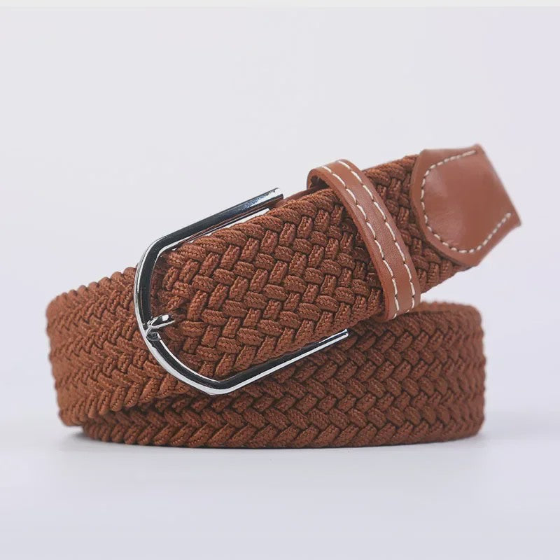 Unisex Gevlochten Elastische Riem met Pin Gesp - 107-130cm