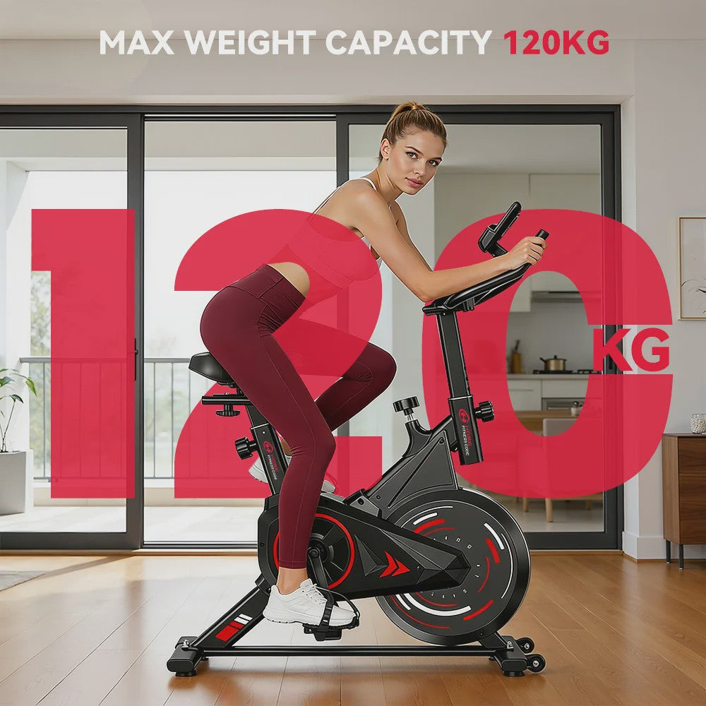 Stille Hometrainer Spin Bike voor Binnen Fitness - met LCD Monitor & Tablethouder - Max 120kg