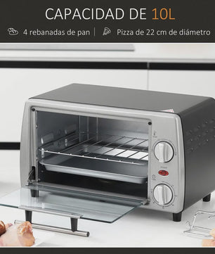 Homcom Tabletop Electric Oven 10 L 750W Temperature 230 ℃   36.5X26X22 cm Silver