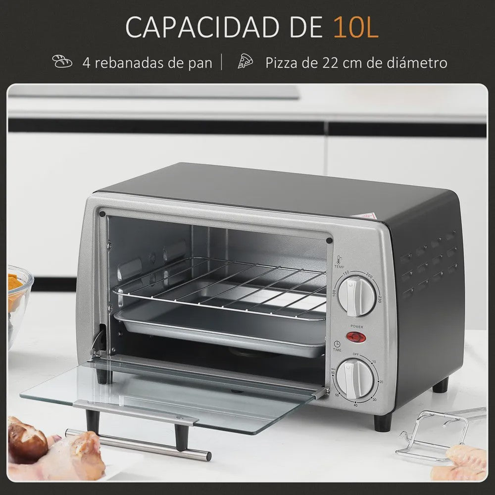 Homcom Tabletop Electric Oven 10 L 750W Temperature 230 ℃   36.5X26X22 cm Silver