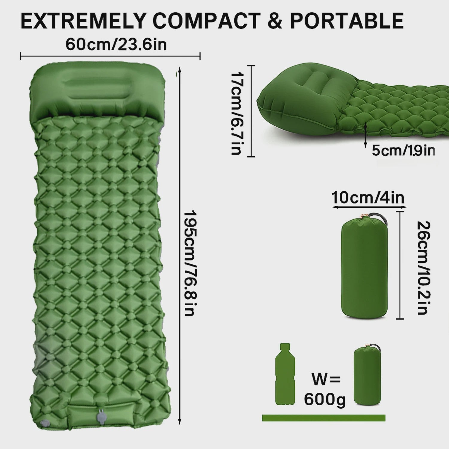 Inflatable Mattress Sleeping Pad Ultralight Camping Mat Air Mattress Camp Mat for Hiking Tent Travel Backpacker
