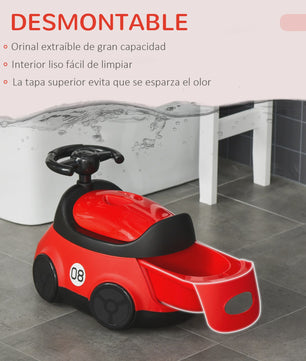 Homcom Kinder Potty Trainingsstoel met Stuur en Deksel - Rood
