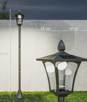 Sfeervolle Zonne-energie Buitenlamp Klassiek Model - 160cm Hoog - Zwart