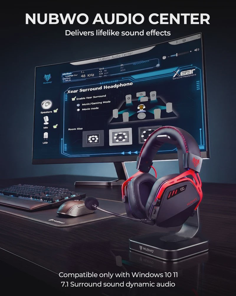 NUBWO HG08 Draadloze Gaming Headset - 7.1 Surround Sound, Lage Latentie, Multiplatform