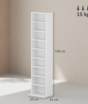HOMCOM Multimediakast - 260 CD/DVD Opslag - 9 Vakken & 6 Planken