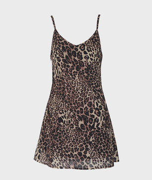 Zomerjurkje Luipaardprint V-hals Camisole Sexy Backless Slim Fit Kort