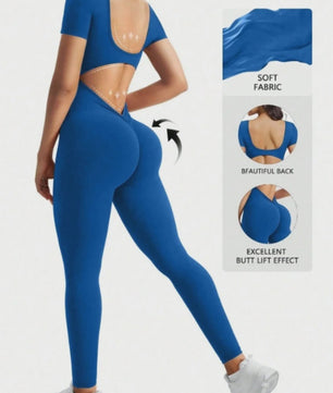 Naadloze Body met U-hals en Korte Mouwen - Optimaal voor Fitness & Gym