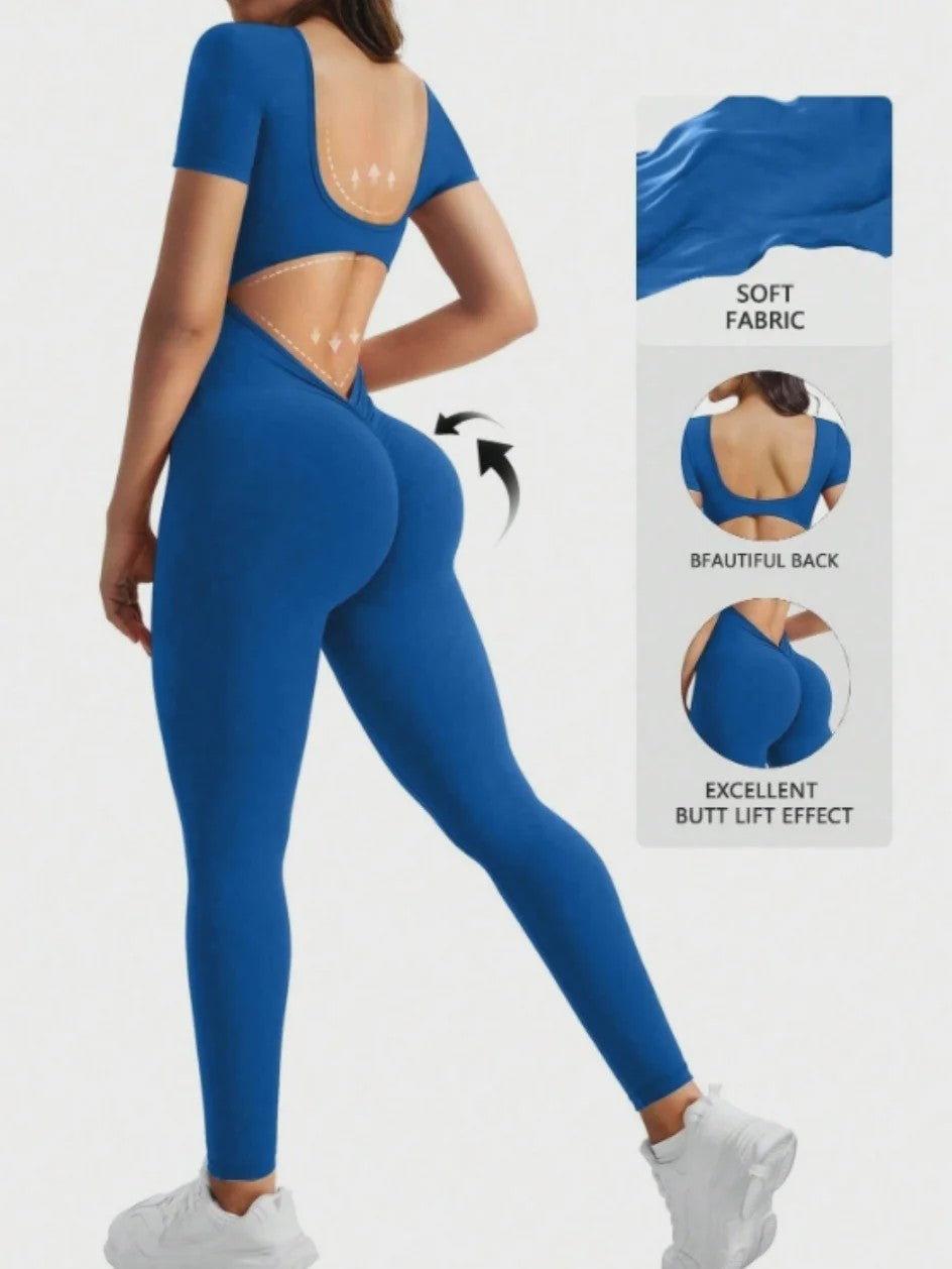 Naadloze Body met U-hals en Korte Mouwen - Optimaal voor Fitness & Gym
