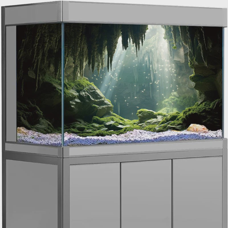 3D Aquarium Achtergrond Poster - Onderwater Grot Landschap Decor
