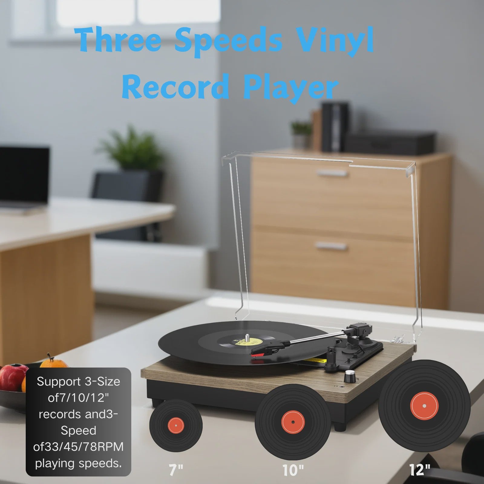 MAIO Draagbare Platenspeler met Ingebouwde Speakers en 3 Snelheden