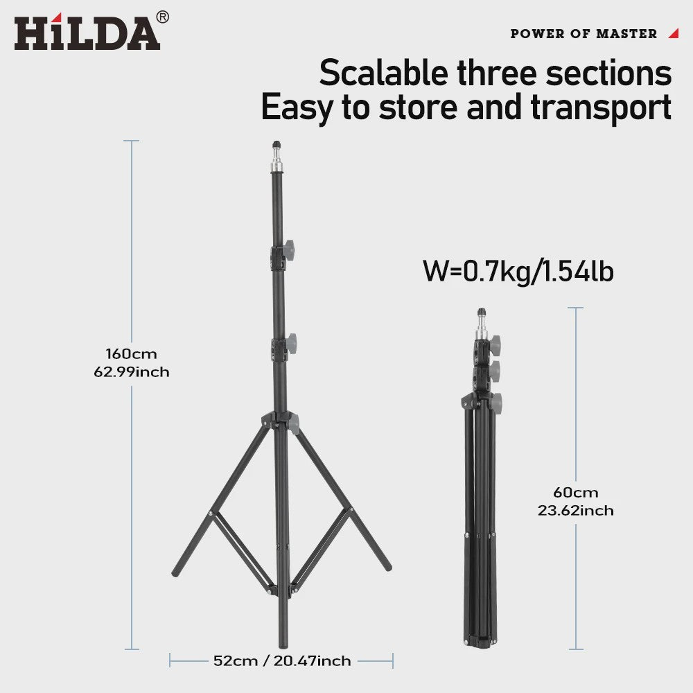 HILDA Laserwaterpas Statief - Verstelbaar 1.6m/3m Hoogte, Aluminium Legering, 1/4" Interface